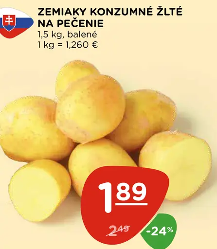 Zemiaky konzumné žlté na pečenie