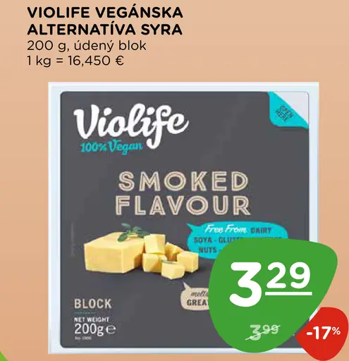 Violife vegánska alternatíva syra, údený blok