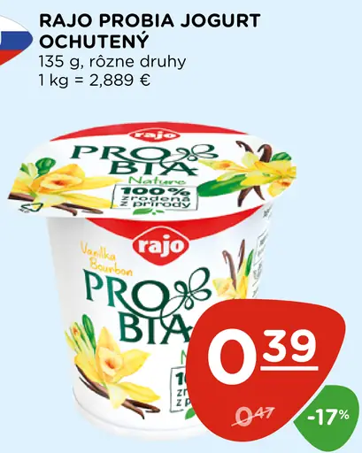 Rajo ochutený probiotický jogurt, rôzne druhy