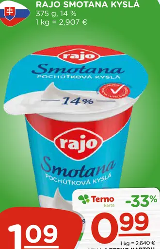 Rajo smotana kyslá 14%