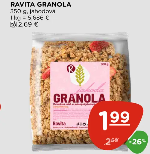 Ravita granola jahodová