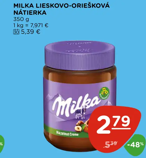 Milka Lieskovooriešková nátierka