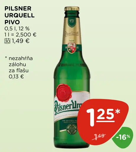 Pilsner Urquell pivo 12 %