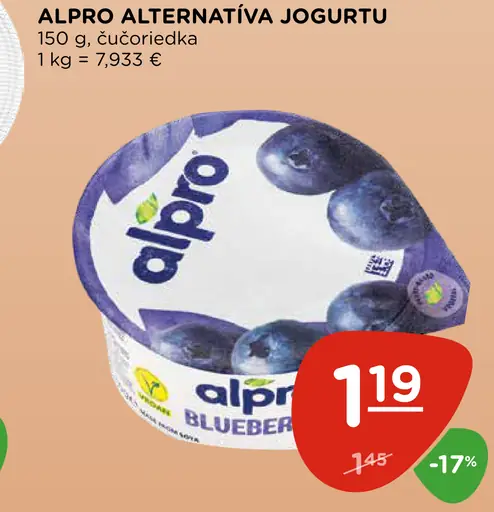 Alpro Alternatíva Jogurtu Čučoriedka