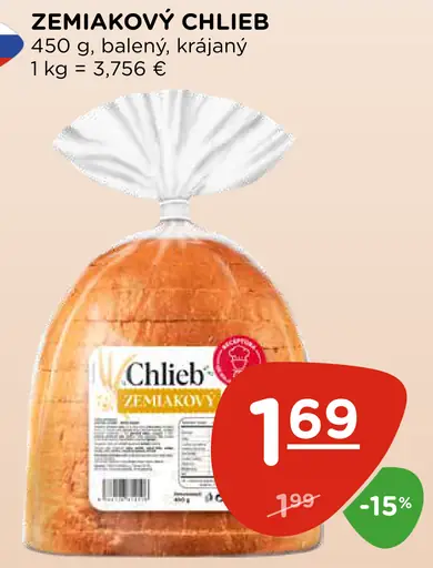 Zemiakový chlieb krájaný