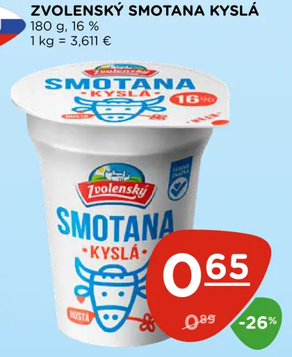 Zvolenský smotana kyslá 16 %