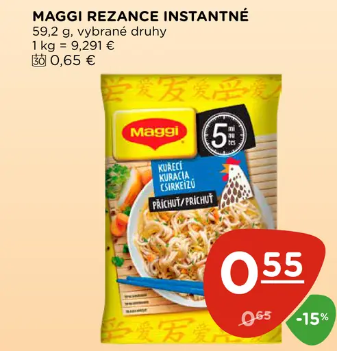 Maggi rezance instantné, vybrané druhy