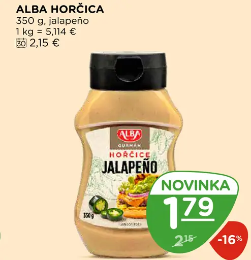 Alba Gurmán horčica Jalapeño
