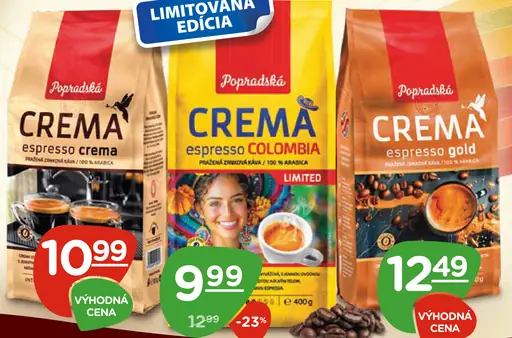 Popradská Crema espresso Colombia Limited zrnková káva