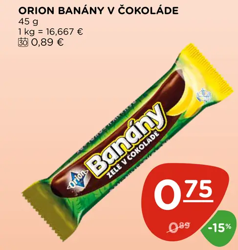 Orion Banány XXL želé v čokoláde