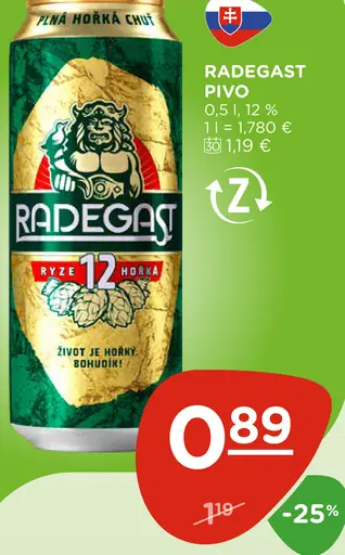 Radegast Ryze hořká 12 pivo
