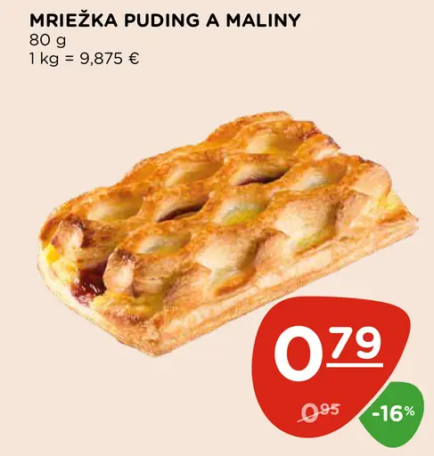 Mriežka s pudingom a malinami