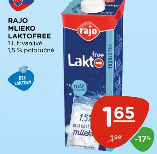Rajo mlieko Laktofree trvanlivé 3,5 %