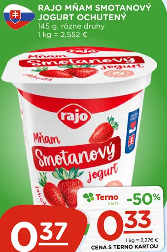 Rajo Mňam smotanový jogurt rôzne druhy