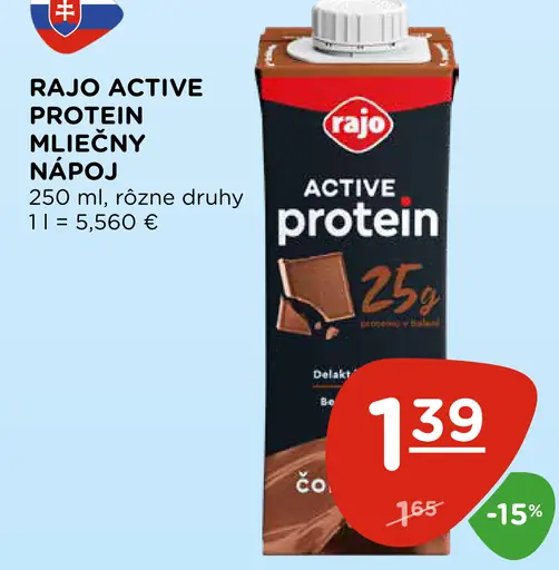 Rajo Active Protein mliečny nápoj rôzne druhy