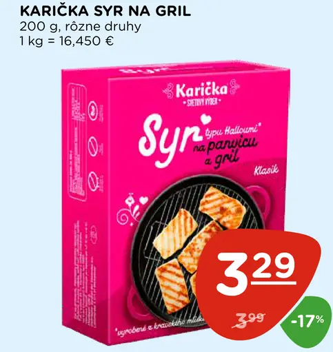 Karička syr na gril viac druhov