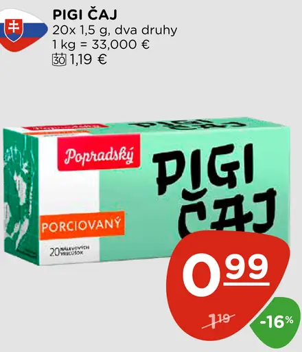 Popradský Pigi čaj, rôzne druhy