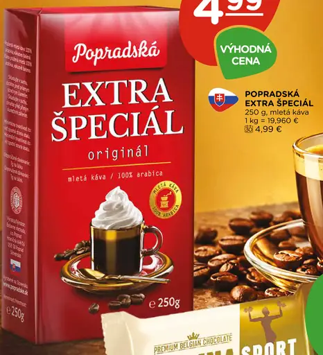 Popradská Extra Špeciál originál mletá káva 100 % arabica