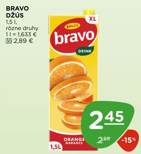 Bravo džús, rôzne druhy