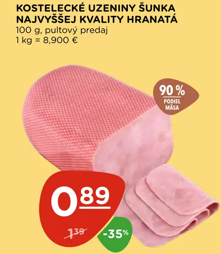 Kostelecké uzeniny šunka najvyššej kvality hranatá