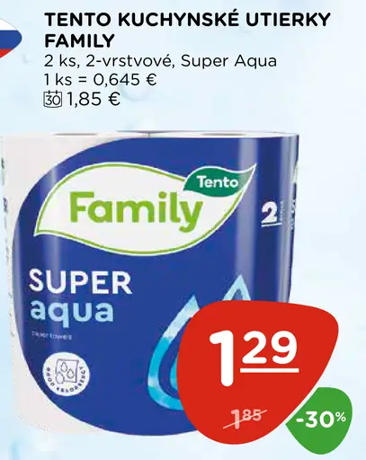 Tento kuchynské utierky Family Super Aqua 2-vrstvové