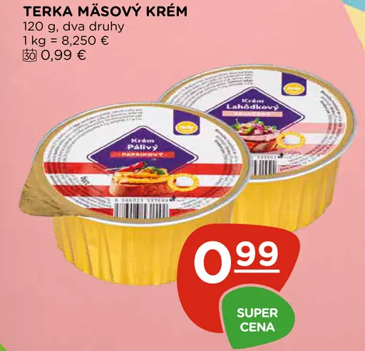 Terka mäsový krém, paštéty, vybrané druhy