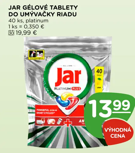 Jar Platinum gélové tablety do umývačky riadu