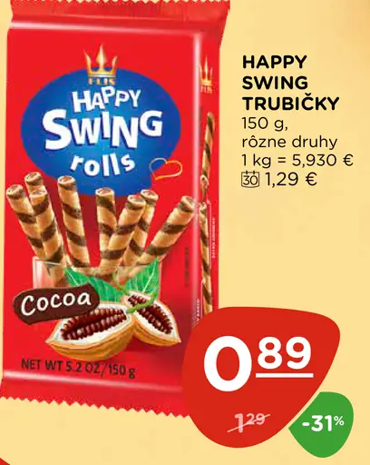 Happy Swing Trubičky s kakaom