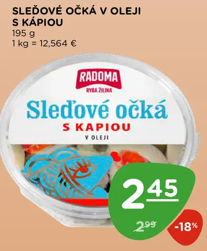 Sleďové očká v oleji s kapiou