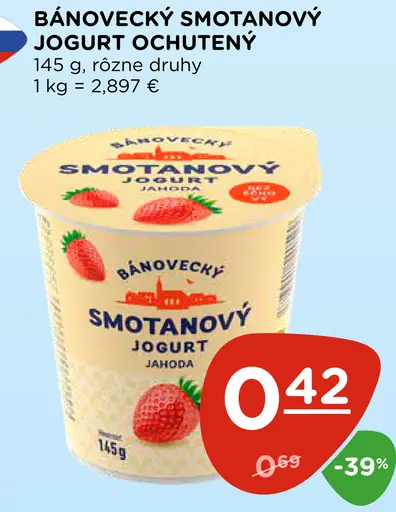Bánovecký smotanový jogurt ochutený jahoda