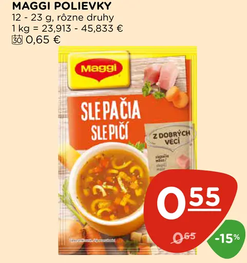 Maggi polievky rôzne druhy