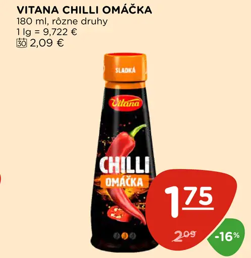 Vitana chilli omáčka rôzne druhy