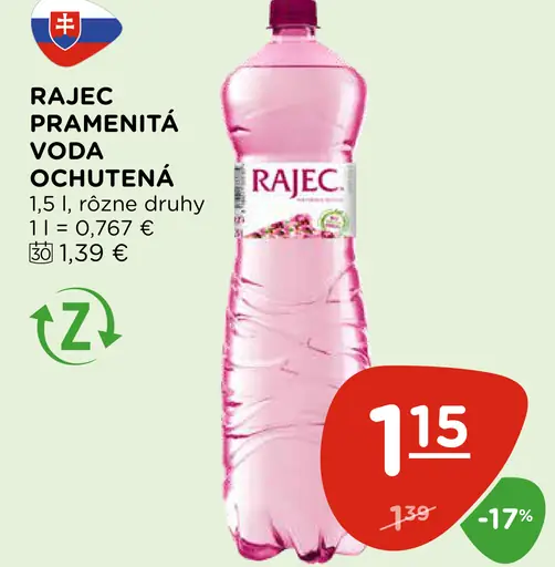 Rajec pramenitá voda ochutená viac druhov
