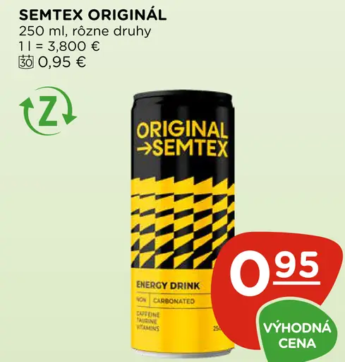 Semtex energetický nápoj rôzne druhy