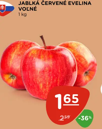 Jablká červené Evelina voľne