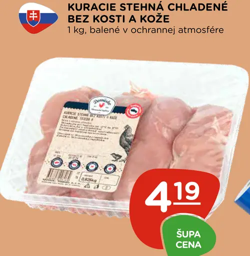 Kuracie stehná chladené bez kosti a kože