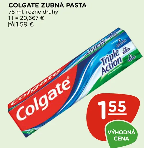 Colgate zubná pasta, vybrané druhy