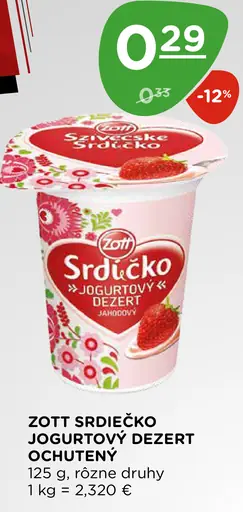 Zott Srdiečko jogurtový dezert, rôzne druhy
