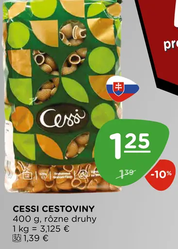 Cessi bezvaječné cestoviny rôzne druhy