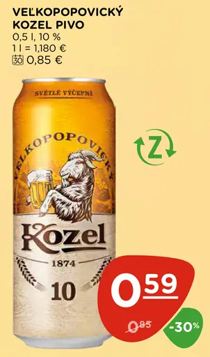 Velkopopovický Kozel 10 plechovka