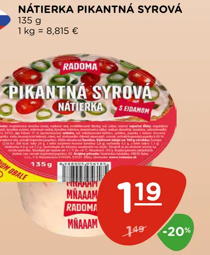 Radoma pikantná syrová nátierka