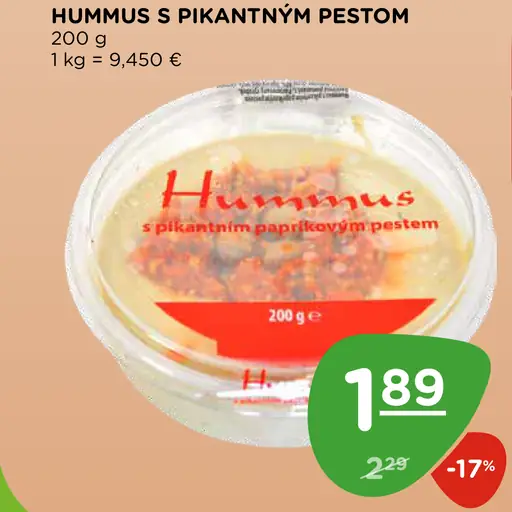 Hummus s pikantným pestom