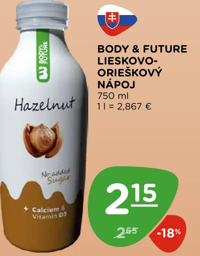 Body & Future Lieskovo-orieškový nápoj