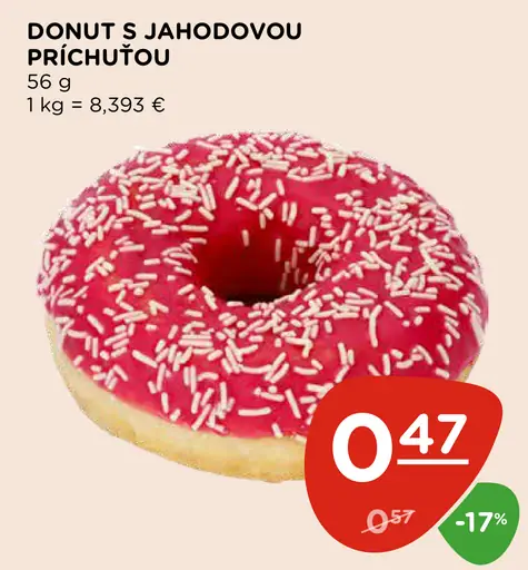 Donut s jahodovou príchuťou