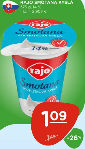 Rajo smotana pochúťková kyslá