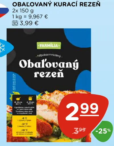 Familia obaľovaný kurací rezeň
