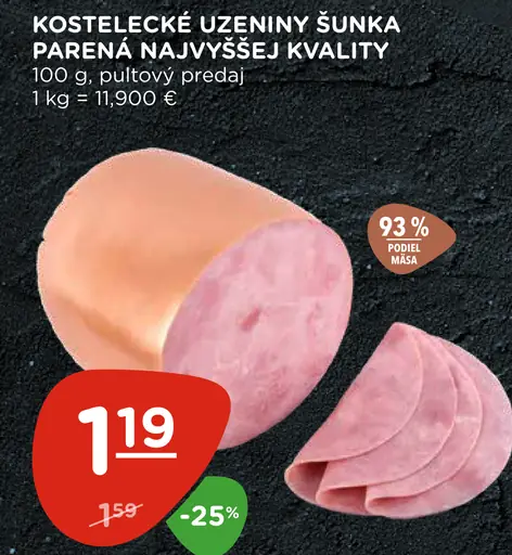 Kostelecké uzeniny Šunka parená najvyššej kvality