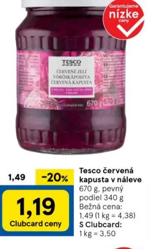 Tesco červená kapusta v náleve