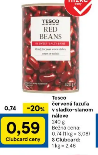 Tesco červená fazuľa v sladko-slanom náleve