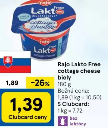 Rajo Lakto Free cottage cheese biely